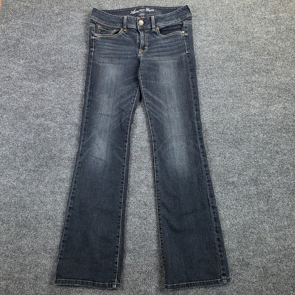 American Eagle Original Boot Jeans Women's 8 Dark Wash Stretch Denim Low Rise